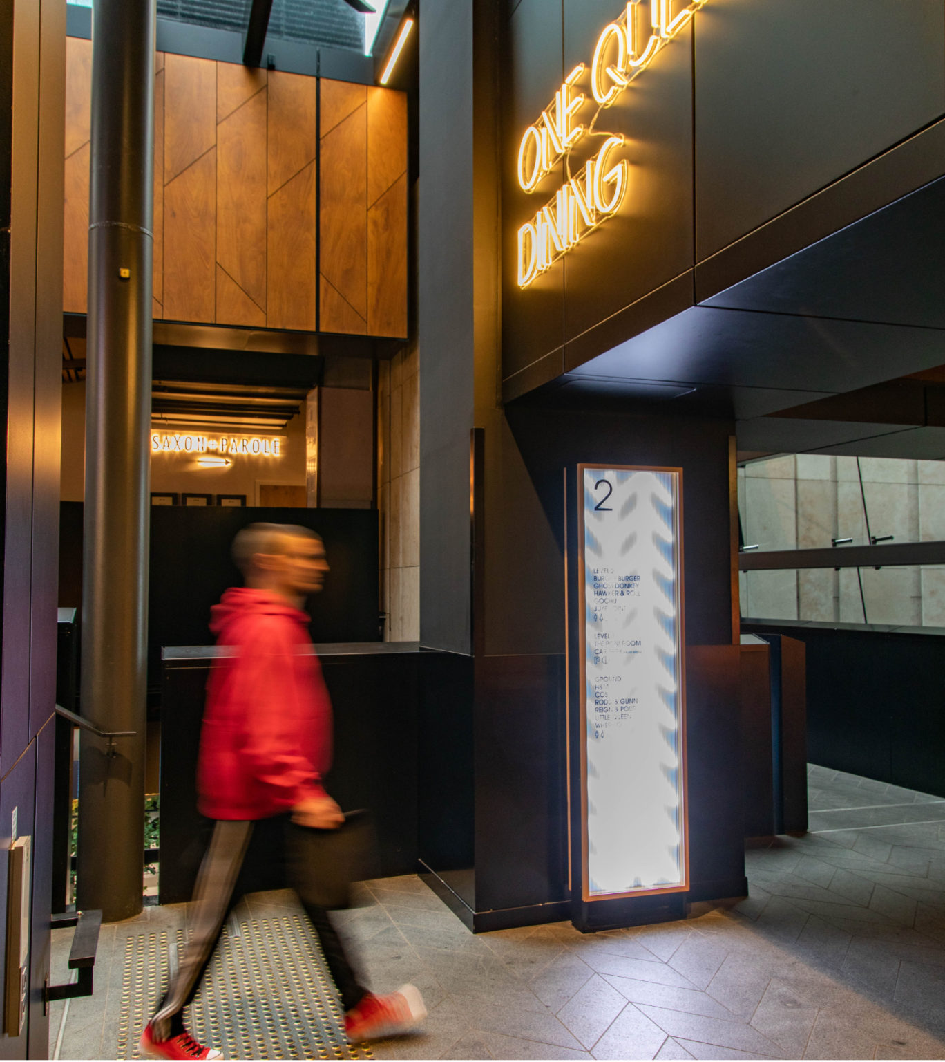 Man walking into dining area
