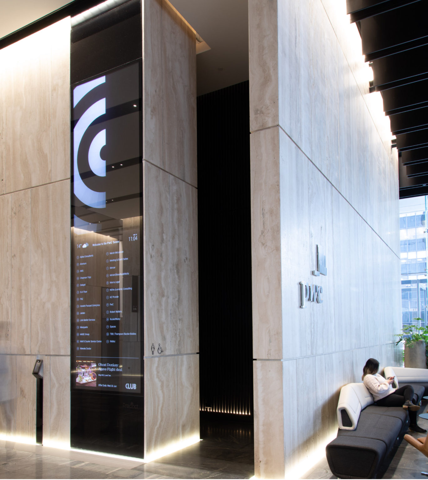 PWC Tower Foyer with digital directory